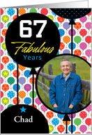 67th Birthday Colorful Floating Balloons With Stars And Dots card