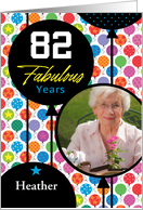 82nd Birthday Floating Balloons With Stars And Dots Photo Card