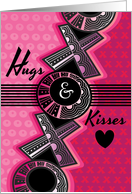 Hugs And Kisses X O Red Pink Valentine card