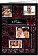 Niece 4 Custom Photos X O Hearts Valentine card