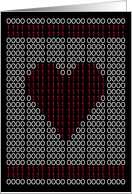 Valentine Binary Code Red Heart Black White card