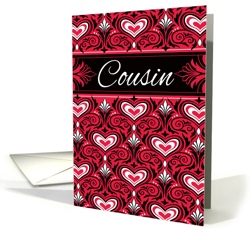 Cousin Valentine Red Heart Brocade card (1756728)