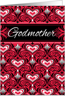 Godmother Valentine Red Heart Brocade card