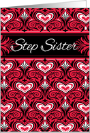 Step Sister Valentine Red Heart Brocade card