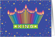 King Birthday Wishes Rainbow Candles Crown card