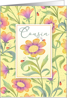 Cousin Happy Mother’s Day Floral Asters lady Bugs card
