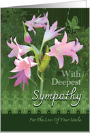 Loss Of Uncle Sympathy Pink Day Lilies Butterfly card
