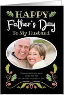 Husband Father’s Day Custom Photo Oak Leaf Border card