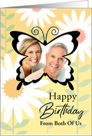 From Both Custom Photo Happy Birthday Butterfly With Daisies card