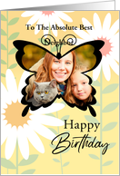 To My Neighbor Custom Photo Happy Birthday Butterfly With Daisies card