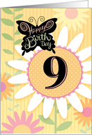 9th Birthday Butterfly With Daisies card