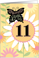 11th Birthday Butterfly With Daisies card