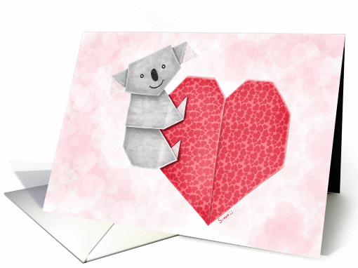 Cuddly Koala Bear and Heart Origami - Valentine's day card (1420488)