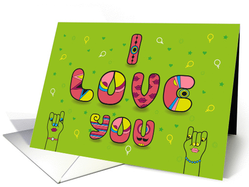 I love you. Card for gay women. Two female hands and... (1430752)