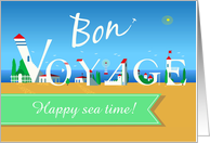 Bon Voyage. Summer beach. Travel card. Custom text card