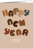 Enchanting 2024 New Year’s Chocolate Donuts card