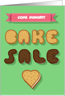 Invitation to a Bake Sale. Cookies font and Heart. Custom Text Front card