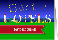 Best Hotels for Best Clients. Business Travel Card. Custom Text Front card