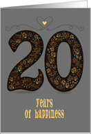 Twenty Years of Happiness. Wedding Anniversary. Custom text card