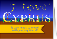 Thank you Card. I Love Cyprus. Coastal Night. Custom text front card