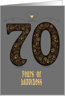 Seventy Years of Happiness. Wedding Anniversary. Custom text card