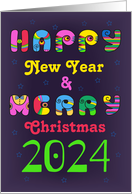 Retro Festive Wishes: A Merry Christmas & Happy New Year Greeting 2024 card