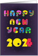Retro Hippy Vibes New Year 2024 card