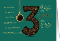 3rd Golden Birthday Card. Floral Number 3. Time counting card