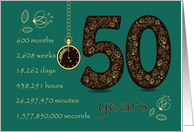 50th Wedding Anniversary. 50 years break down into months,days etc. card