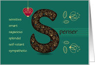 Name Day of Custom Name. Letter S and Golden Color Flowers card