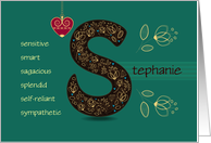 Birthday Card for Custom Name. Letter S and Golden Color Flowers card
