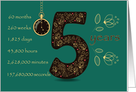 Congratulations on 5th Cancer Free Anniversary. Time counting card