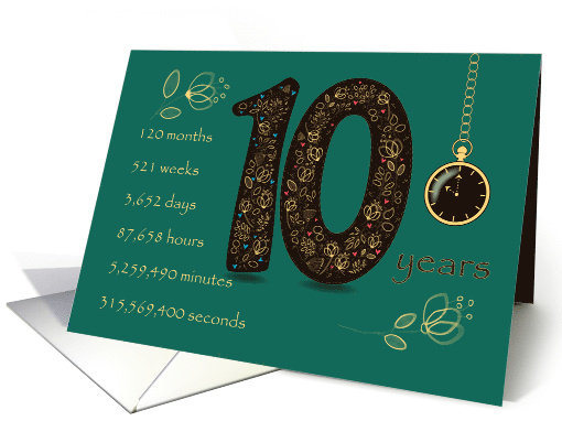 Congratulations on 10th Cancer Free Anniversary. Time counting card