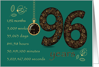 96th Company Anniversary. 96 years break down into months, days,etc. card