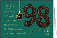 98th Company Anniversary. 98 years break down into months, days,etc. card