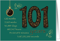 101st Company Anniversary. 101 years break down into months, days,etc. card