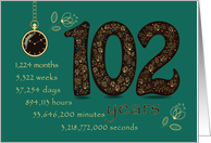 102nd Birthday Card. 102 years break down into months, days, etc. card