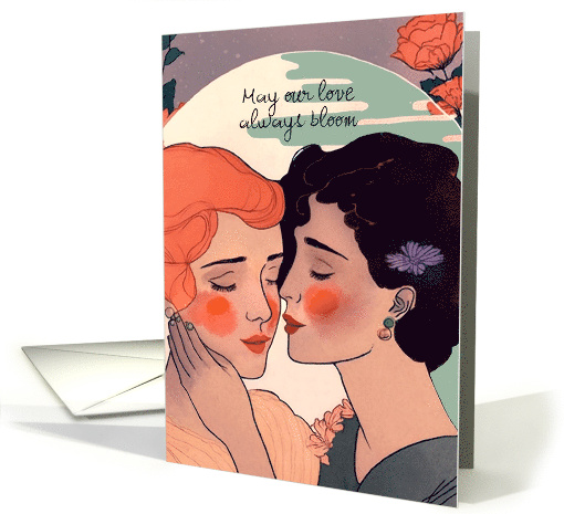 A Dreamy Kiss Of Vintage Ladies Lesbians First Date card (1823044)