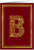 Illustrated Gold Foil Effect Monogram Letter B for Any Occasion card