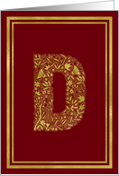 Illustrated Gold Foil Effect Monogram Letter D for Any Occasion card