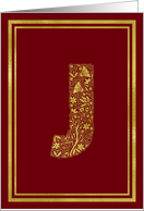 Illustrated Gold Foil Effect Monogram Letter J for Any Occasion card