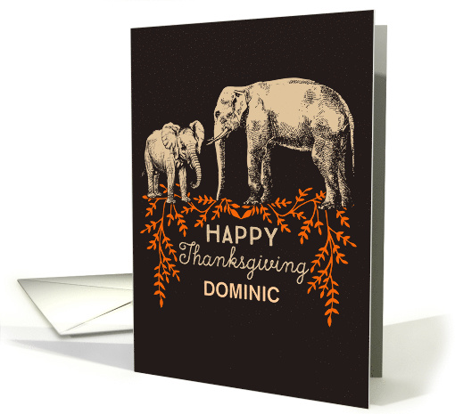 Custom Illustrated Two Elephants Happy Thankgiving card (1445244)