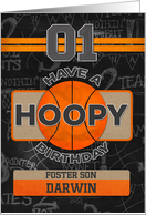 Custom Name Basketball 1st Birthday For Foster Son card