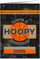 Custom Name Chalkboard Effect Background Basketball Hoopy Birthday card