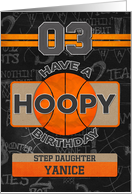 Custom Name Basketball 3rd Birthday For Step Daughter card
