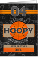 Custom Name Basketball 4th Birthday For Step Brother card