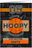 Custom Name Basketball 5th Birthday For Step Brother card