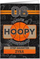 Custom Name For Step Daughter Basketball 6th Hoopy Birthday card