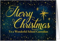 Custom For School Custodian Christmas Gold Effect Stars on Night Sky card