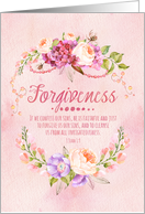 Forgiveness Bible Verse 1 John 1:9 Watercolor Flowers with Beads card